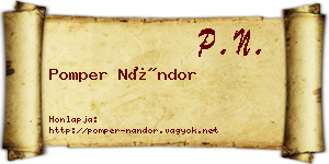 Pomper Nándor névjegykártya